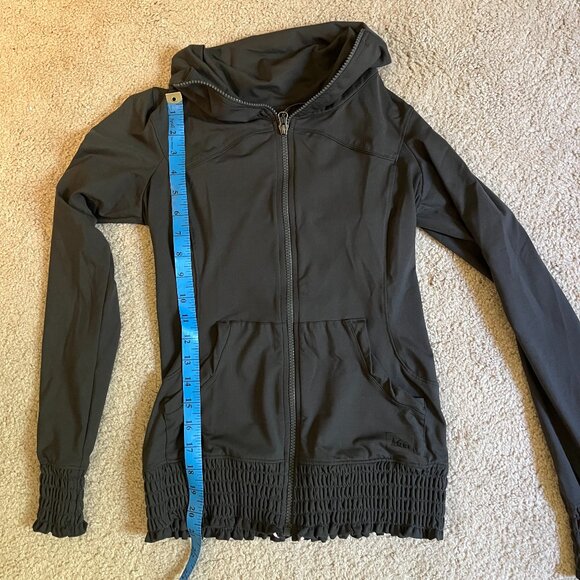 REI *Charcoal Gray* Lightweight Zip-Up | Stretchy | XXS | Ruffle Details | EUC - Picture 3 of 13